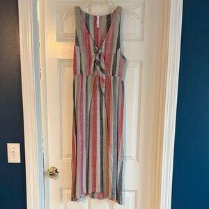 RVCA Multicolor Striped Midi Dress